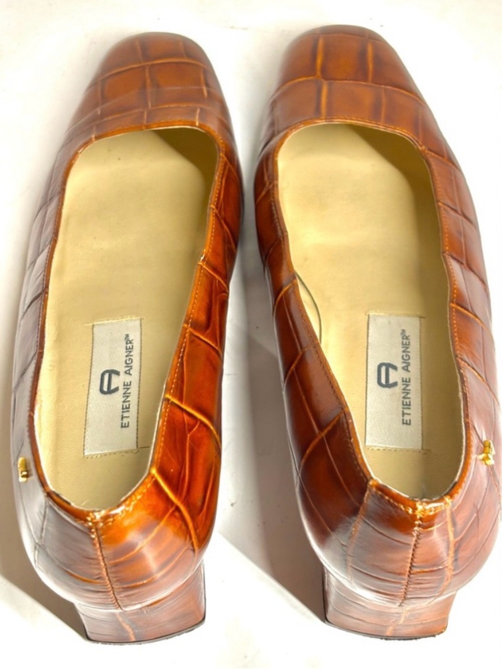 Etienne Aigner Womens Vintage Astoria Brown Crocodile Leather Print Block
Heels - Picture 9 of 10